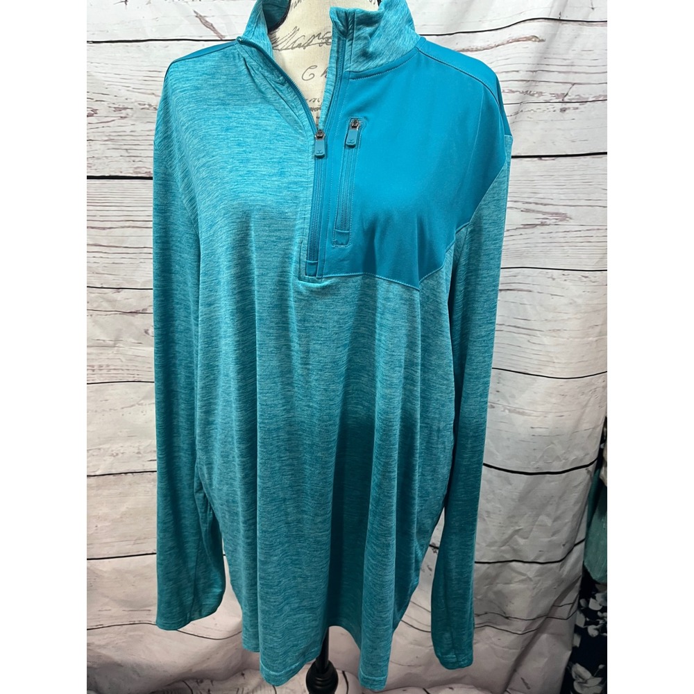 Tek Gear Womens 2XLT Teal Heather Dry Tek Quarter Zip Pullover Active Top